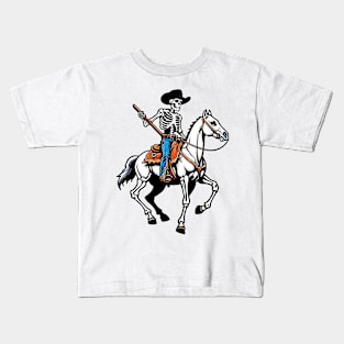 Funny Cowgirl Western Rodeo Skeleton Retro Kids T-Shirt